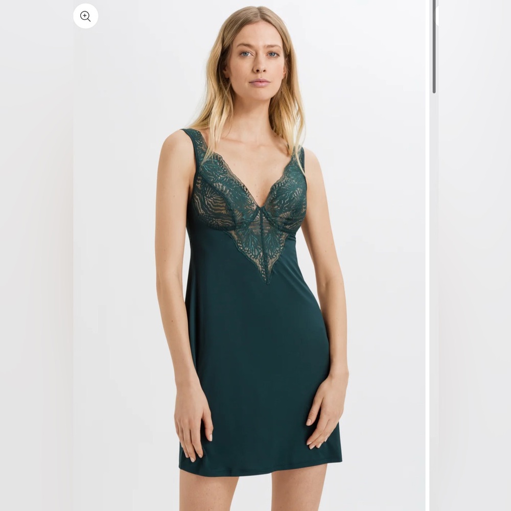NWT Hanro Lucy Lace Bodice Chemise Deep Water Size XS